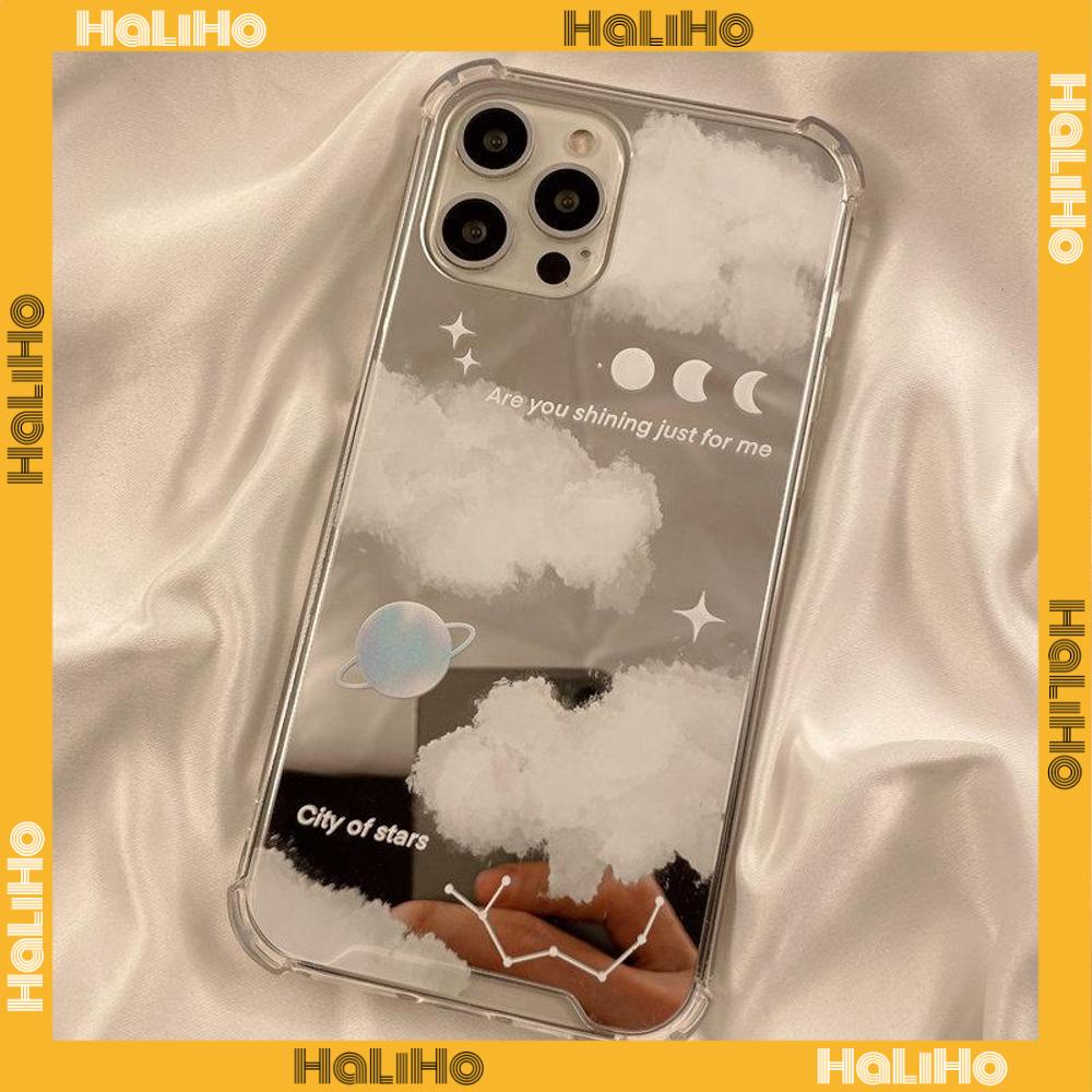 iPhone Case Acrylic Reflective Mirror Airbag Shockproof Protection Camera Stars Clouds Planet Compatible with iPhone 11 iPhone 13 Pro Max iPhone 12 Pro Max iPhone 7 Plus iPhone xr