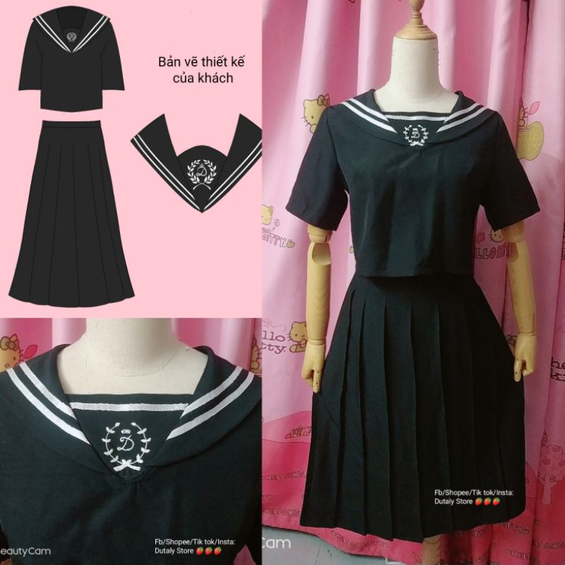 Girl 40 - Set cosplay theo art, đồng phục thủy thủ seifuku đen