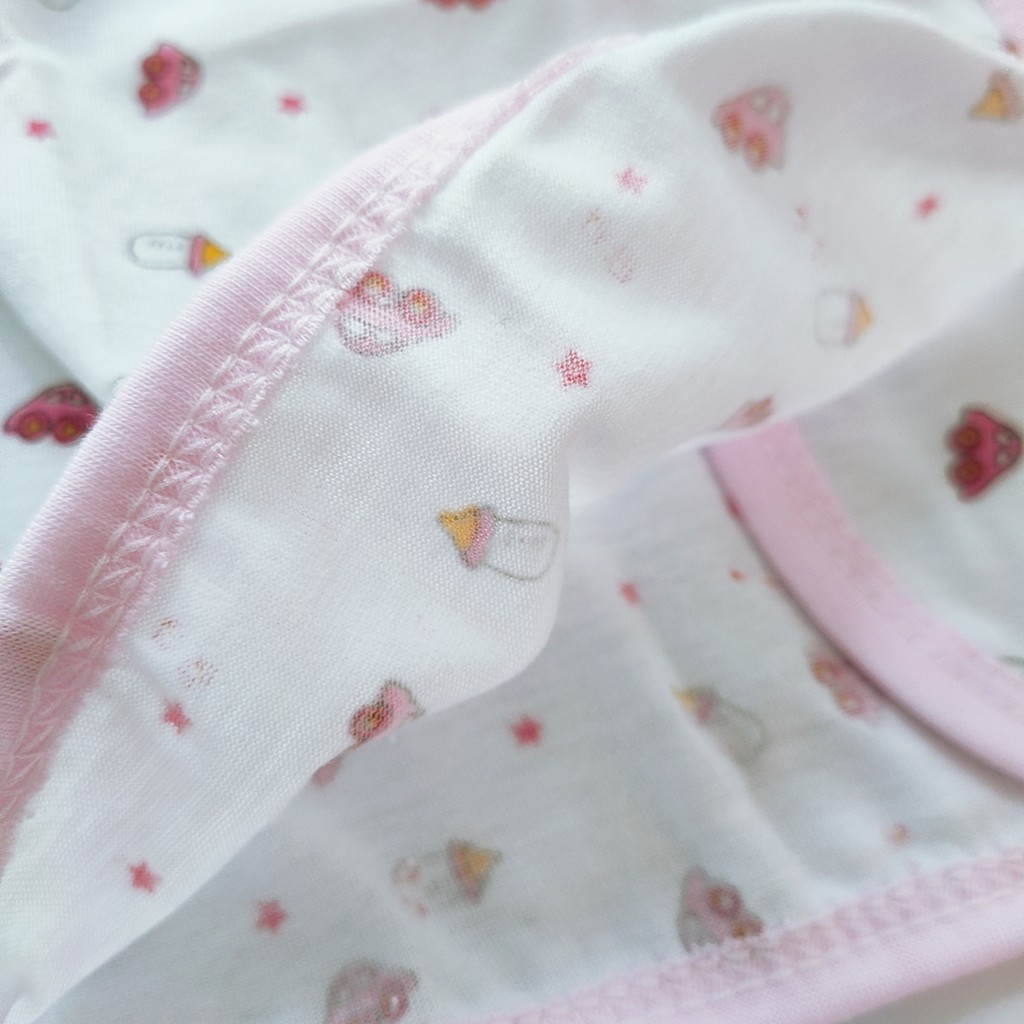 Áo sơ sinh dài tay bình sữa vạt chéo cotton cho bé trai bé gái ACuteBaby