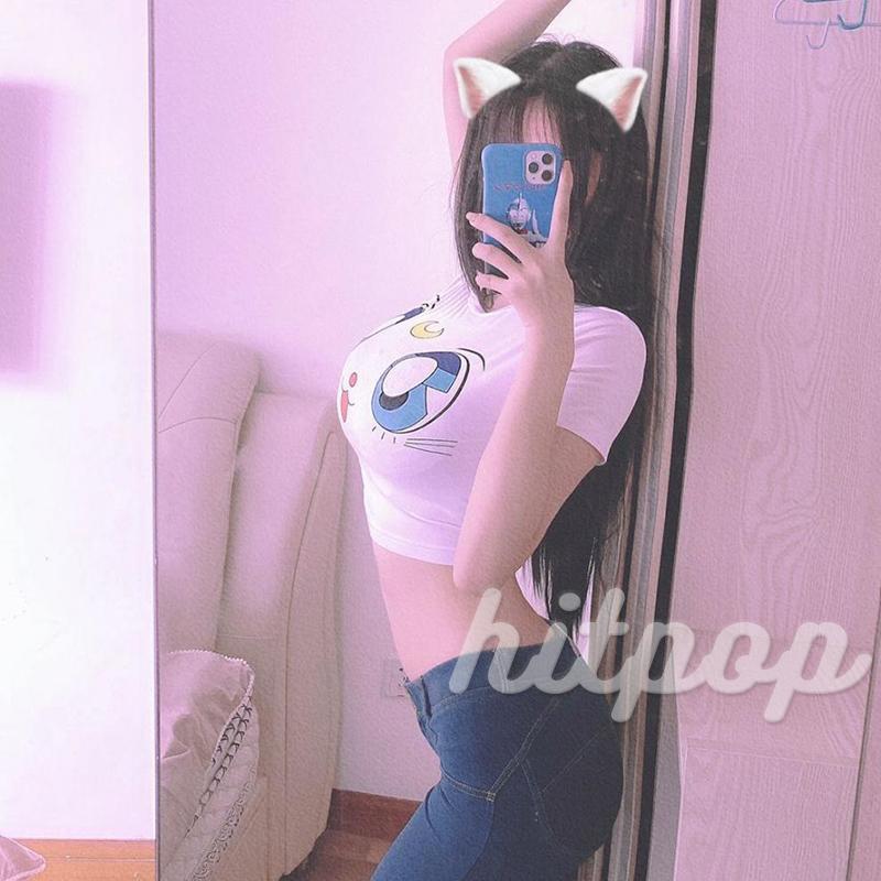 Áo Thun Tay Ngắn In Hình Mèo Đáng Yêu Cho Nữ | BigBuy360 - bigbuy360.vn