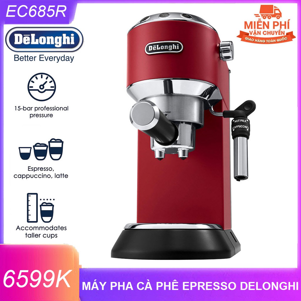 Máy pha cà phê Espresso Delonghi EC685R Máy pha cà phê mini gia đình Áp suất 15Bar - Hàng chính hãng mới nguyên hộp 100%