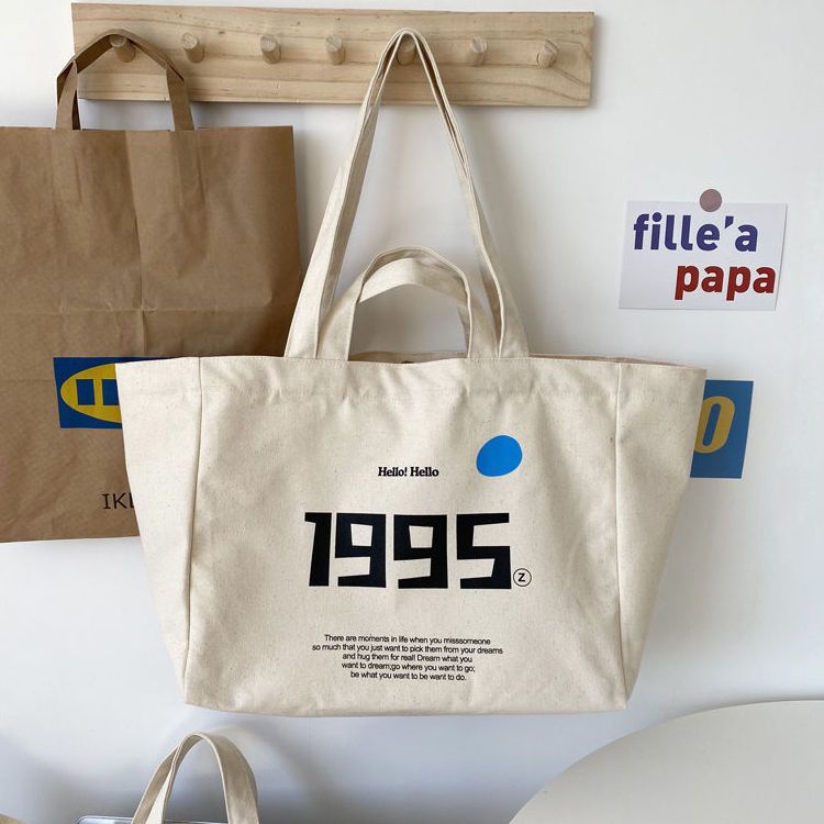 Túi Xách Canvas Sức Chứa Lớn Phong Cách Hàn Quốc Cổ Điển Hàng Mới