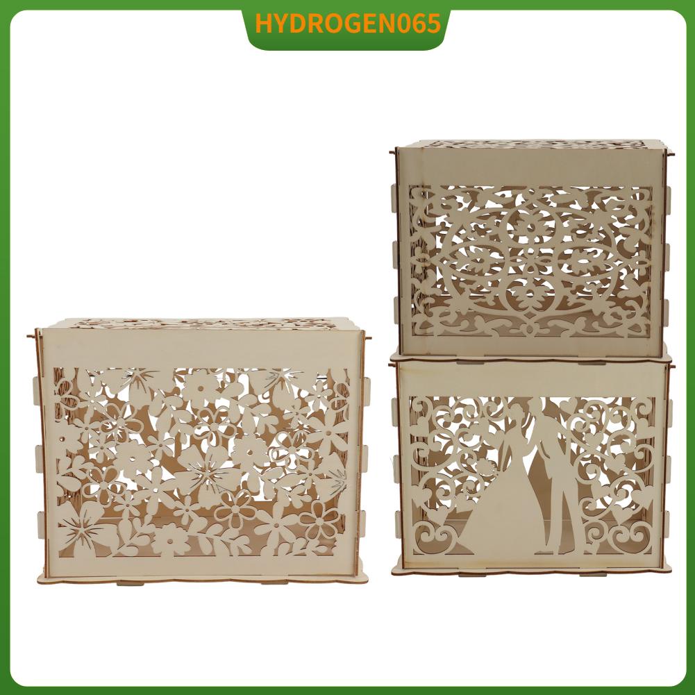 Hydrogen065 Tự làm Hộp gỗ rỗng Thẻ quà tặng đựng tiền trang trí tiệc cưới Dễ dàng lắp ráp