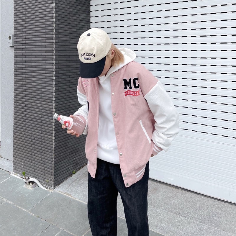 Áo khoác bomber bóng chày nhung tăm ACADEMY MAICUS basic nam nữ unisex form rộng o