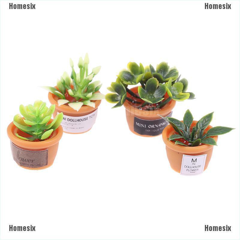 [HoMSI] 4Pcs Dollhouse Miniature Green Mini Potted For Green Plant In Pot SUU