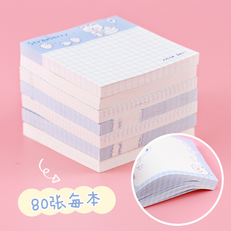 Tập 80 tờ giấy note mẫu hoạt hình gấu xanh Lonita giấy ghi chú họa tiết dễ thương xinh xắn GN07