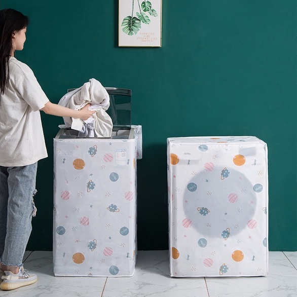 Áo trùm máy giặt loại đẹp - máy 6-8kg - vỏ bọc máy giặt cửa đứng chống thấm  Duashop