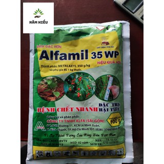 Thuốc trừ bệnh chết nhanh ALFAMIL 35WP 100g – metalaxyl chết nhanh, mốc sương, thối rễ, thúi nhũng