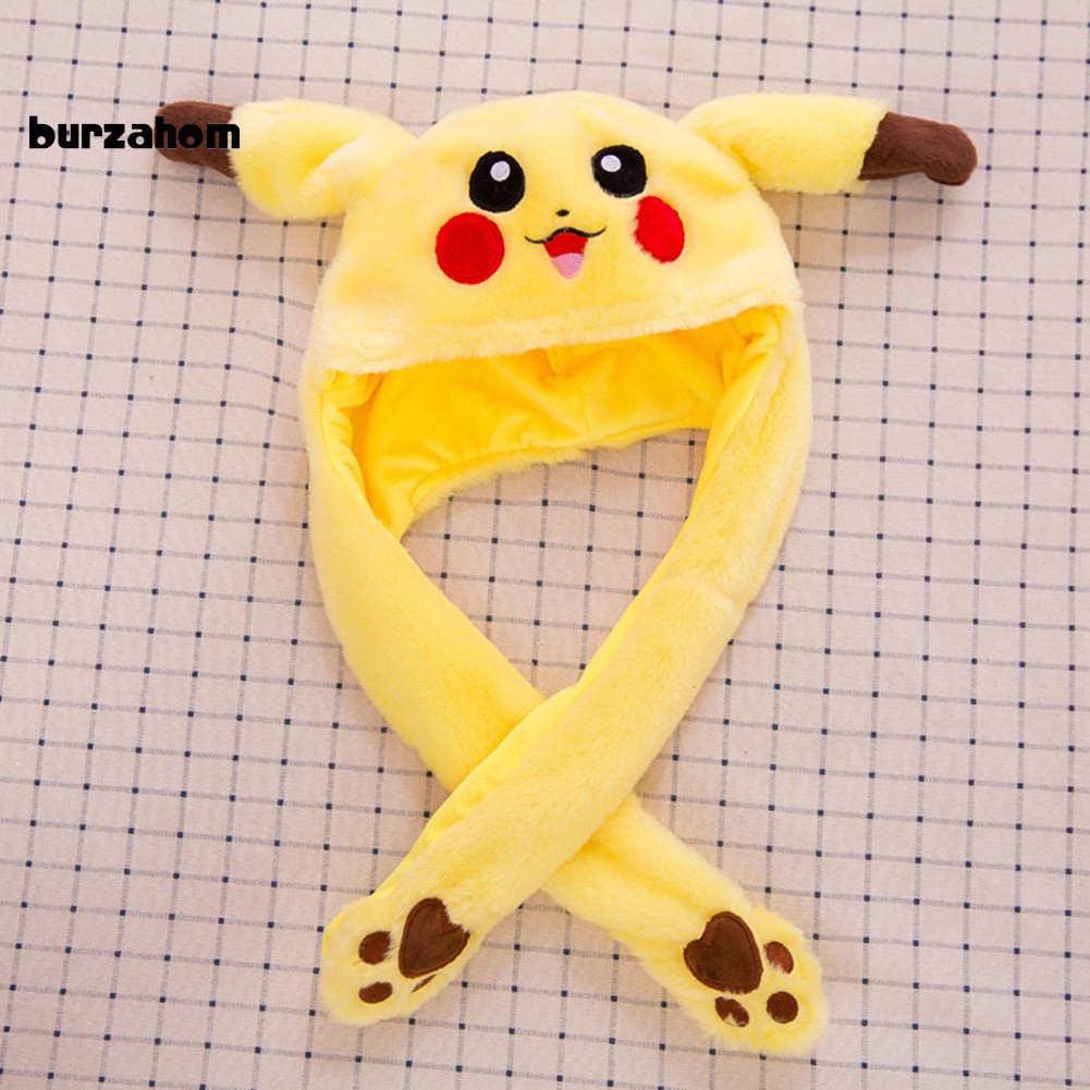 Mũ nhồi bông hình Pikachu có thể di chuyển tai lên xuống độc đáo thú vị 60cm