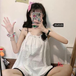 Bộ đũi trắng 2 dây kèm quần đùi chạy viền, sét đũi trắng 2 dây