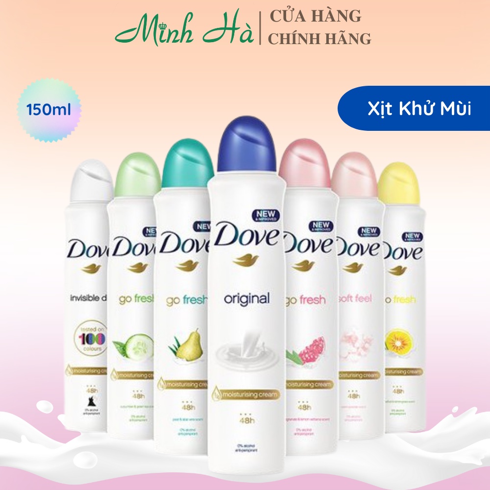 Xịt khử mùi Dove lưu hương 48h 150ml dành cho nam &amp; nữ