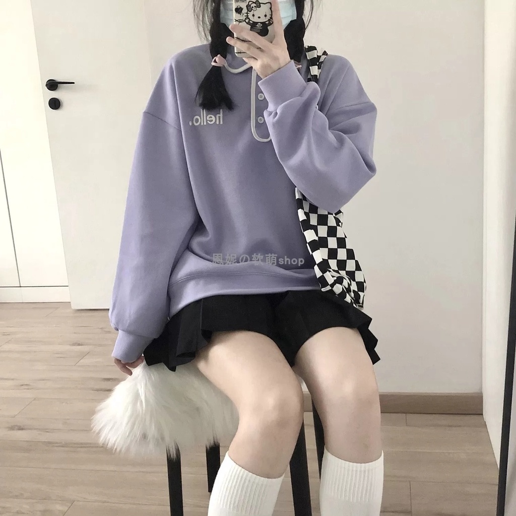 Áo Hoodie Tay Dài Dáng Rộng Thiết Kế Mới Thời Trang Theo Phong Cách Hàn Quốc Cho Nữ
