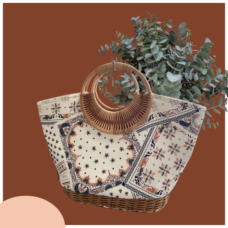 Giỏ kết cườm quai mây (hàng xuất Nhật)