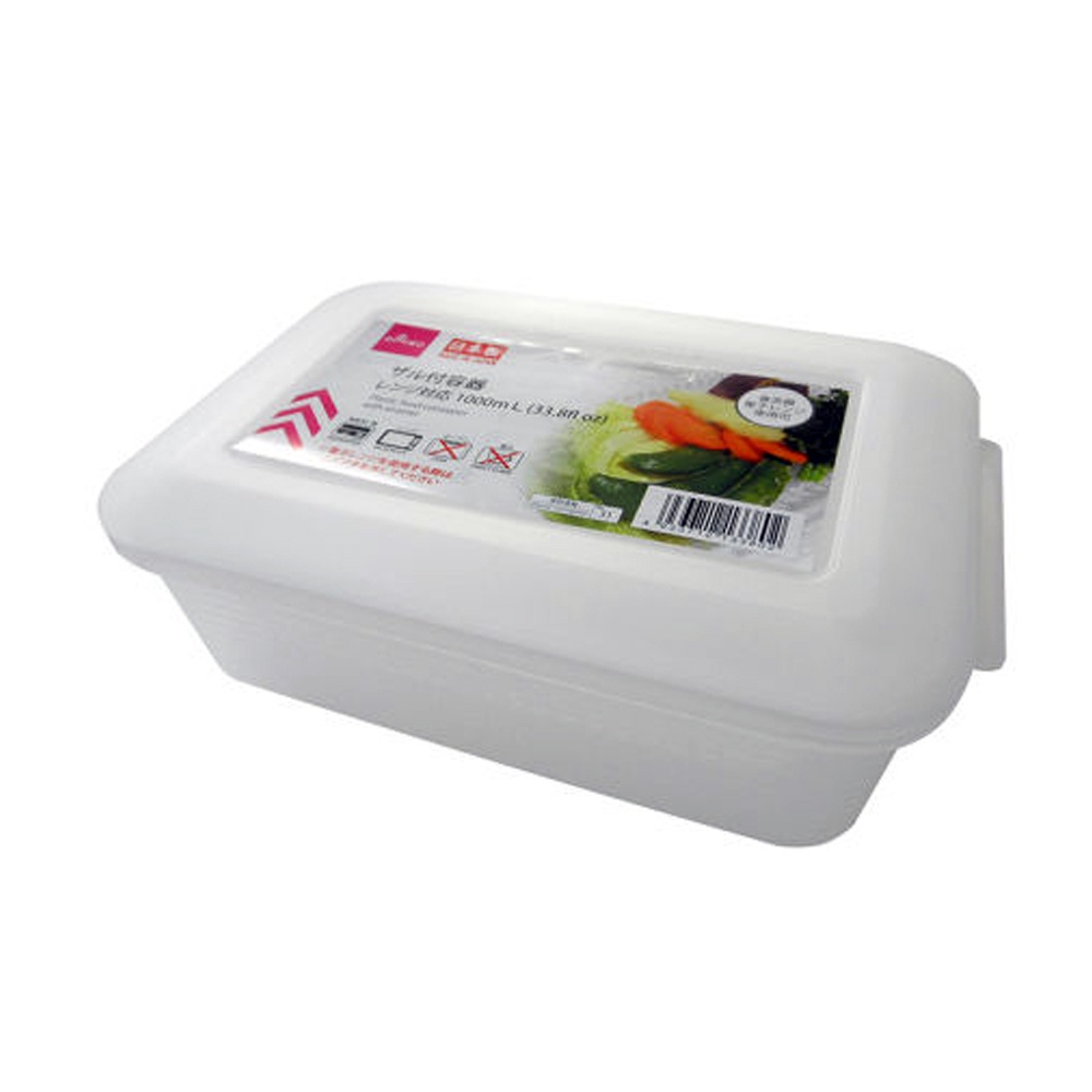 Daiso Hộp nhựa thực phẩm kèm rổ lưới 1000ml 6,6x13,8x21cm