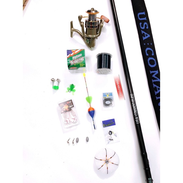 Bộ cần câu lục cần usa dài 4m5 + máy câu 7000 + phụ kiện 14 món y hình cần siêu khoẻ tải cá 20kg combo y hình