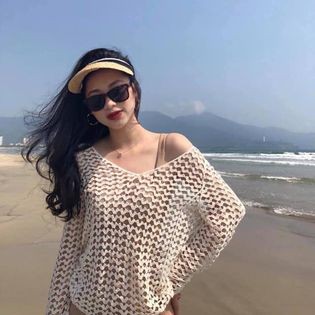 Áo lưới đi biển hình tim mặc ngoài bikini hàng Quàng châu chất lượng Trễ Vai Form Oversize Sành Điệu AC003