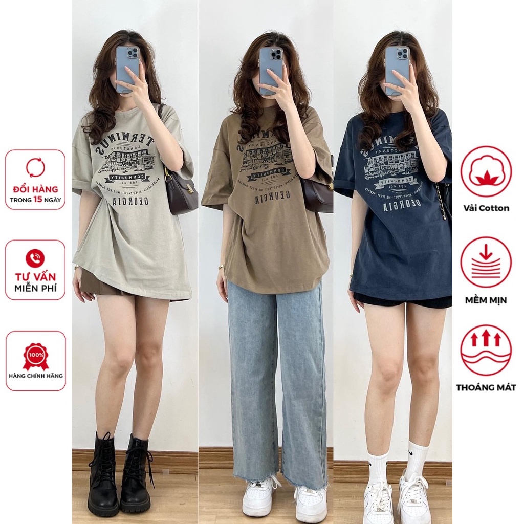 Áo Thun Cotton Chữ TERMINUS Hàng Quảng Châu - Áo Phông 3158 Cotton Khô Oversize Form Rộng