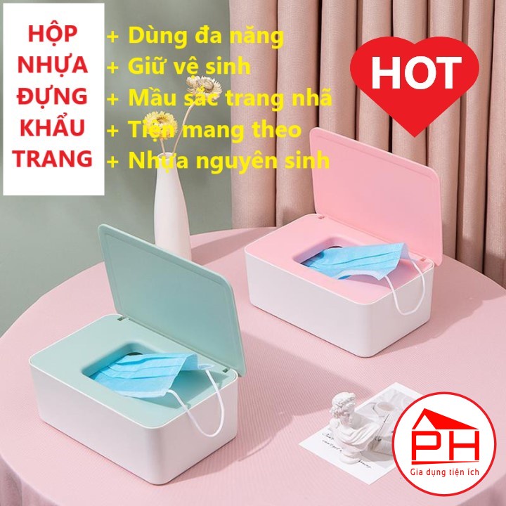 HỘP ĐỰNG KHẨU TRANG có nắp đậy an toàn vệ sinh dùng đựng cả giấy ăn, khăn ướt rất tiện dụng - Gia dụng Phước Hòa