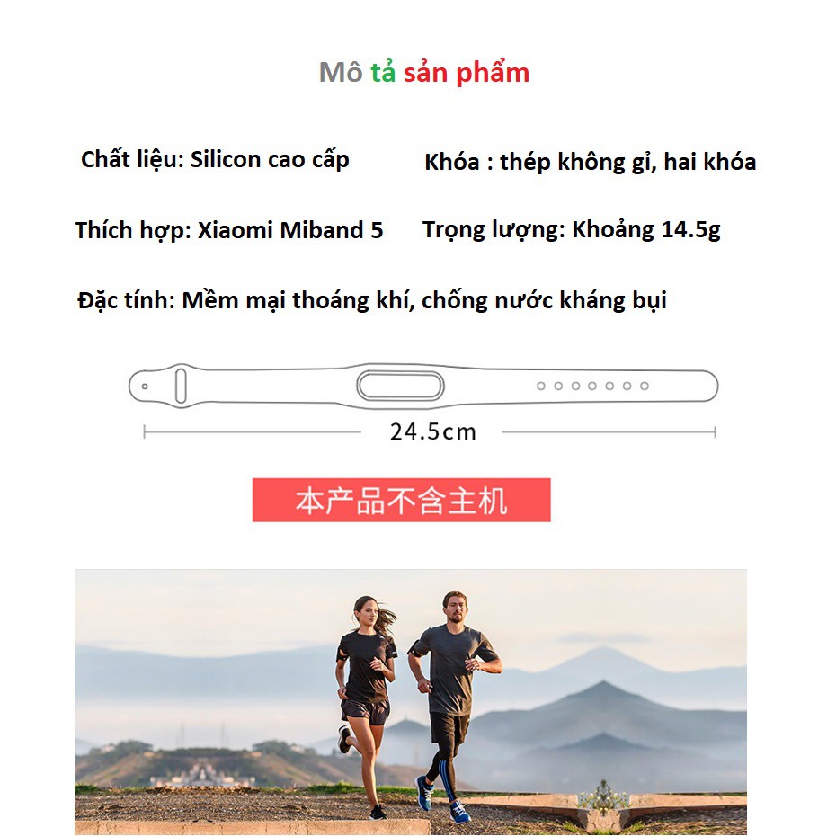 Dây Silicon cao cấp hai khóa nhiều màu sắc dành cho Xiaomi Miband 5