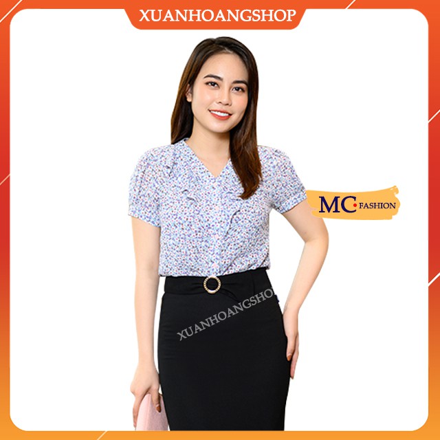 Áo Sơ Mi Nữ Mc Fashion, Kiểu Dáng Công Sở, Tay Ngắn Cộc, Bồng, Họa Tiết Hoa Nhí, 2 Màu ( Xanh, Hồng)  Ta935