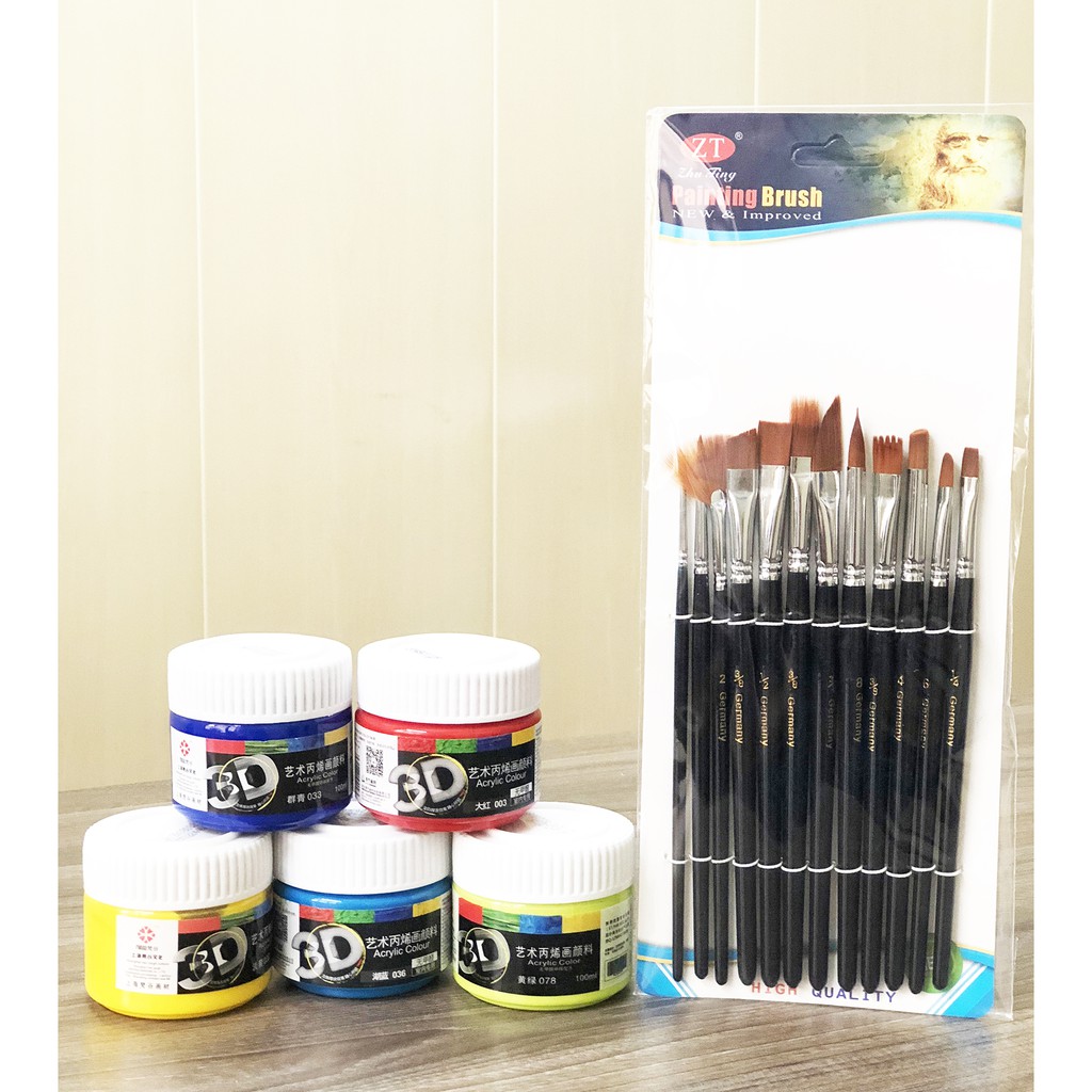 Màu Acrylic 3D, Các Set Màu Kèm Cọ Vẽ