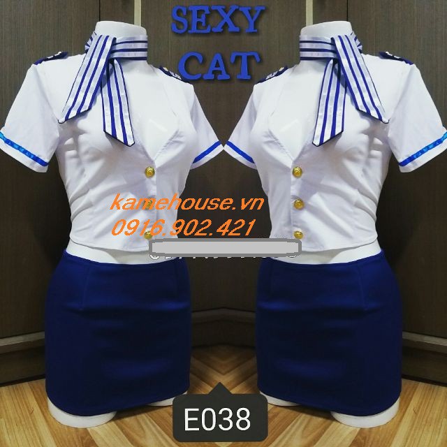 [Hàng về - 99K] Đồ ngủ Cosplay tiếp viên xinh đẹp kèm nón+ nơ TV003 | BigBuy360 - bigbuy360.vn