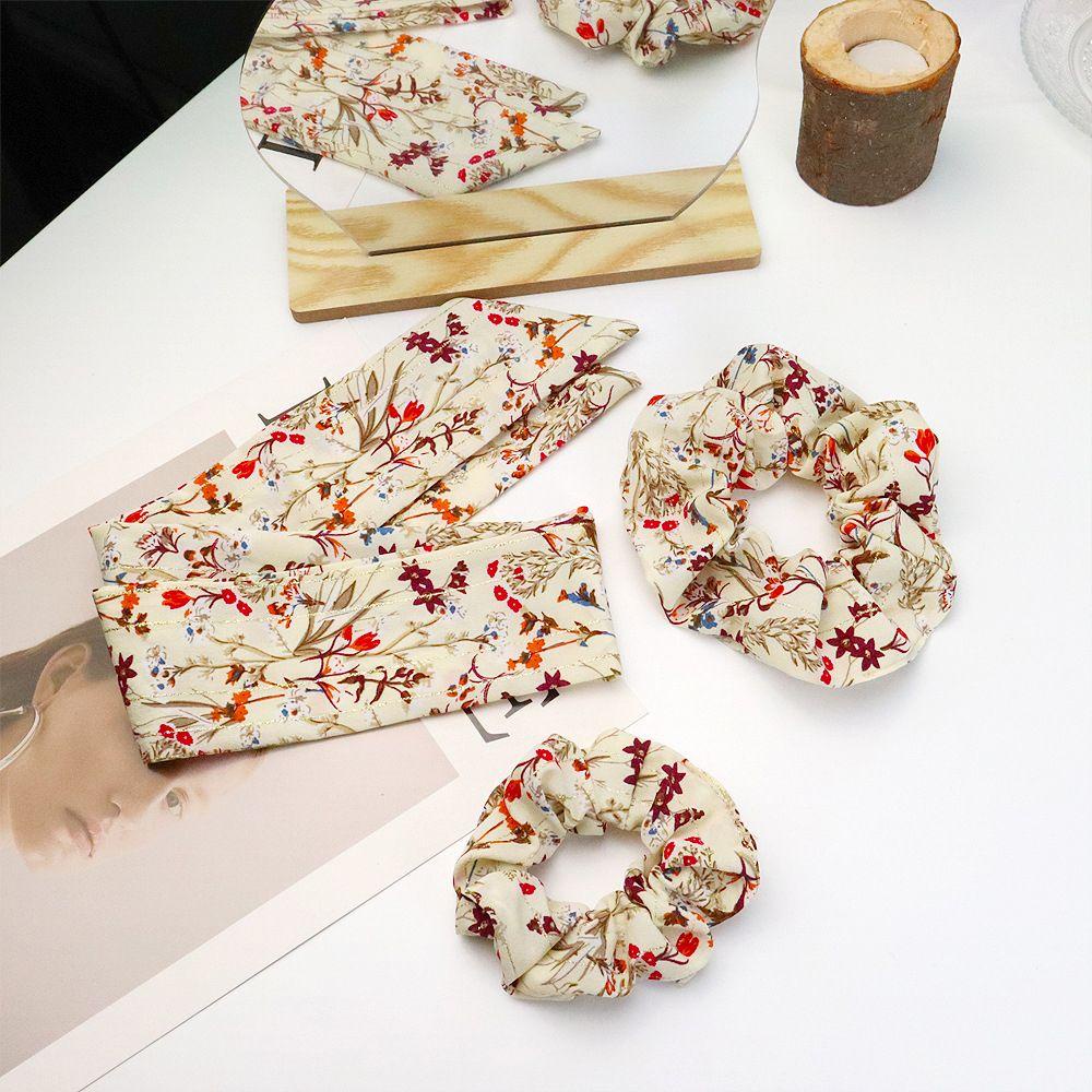 Dây Cột Tóc Cao Su Co Giãn Bọc Vải Lụa Họa Tiết Hoa Thanh Lịch Cho Nữ WMES15H