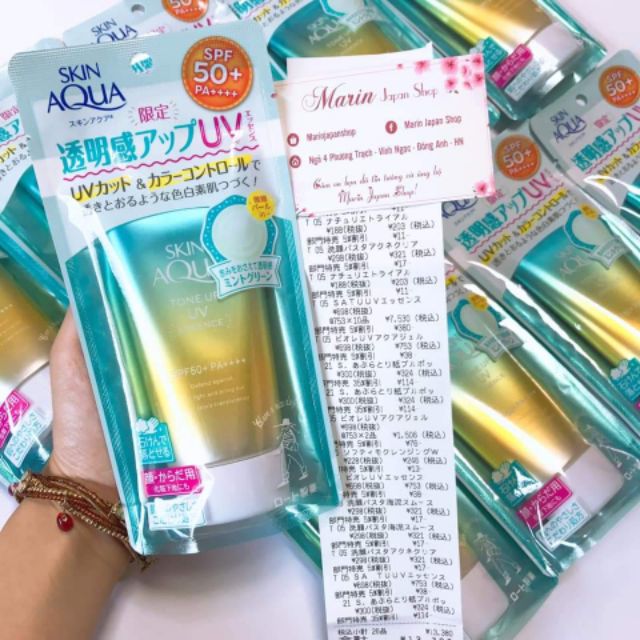 (Có video mua hàng store)Kem chống nắng Skin Aqua tím và vàng xanh mẫu mới 2019