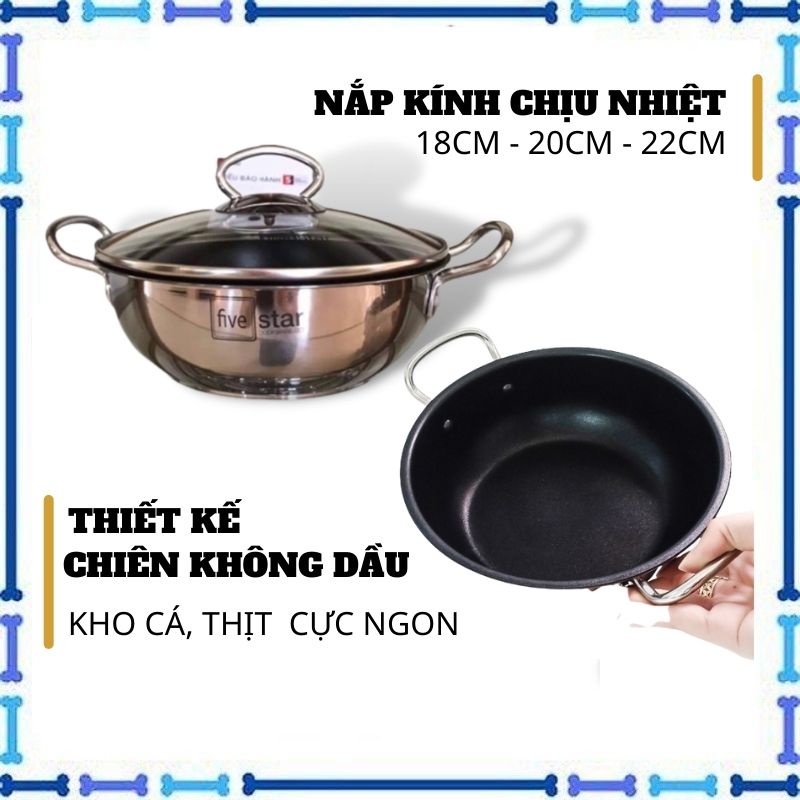 Nồi chống dính bếp từ Fivestar có nắp kính dùng được mọi bếp (hàng chính hãng) -Shop Tiện Ích