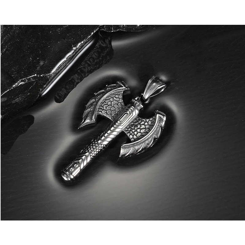 Vòng cổ Thép Titan Mặt Hình Chiếc Rìu Đôi Thời Trang Cho Nam