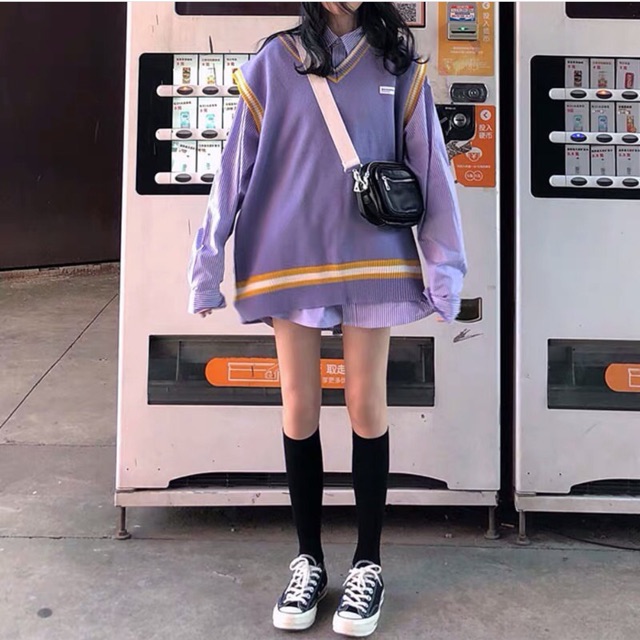 Set gile len và áo sơ mi ulzzang
