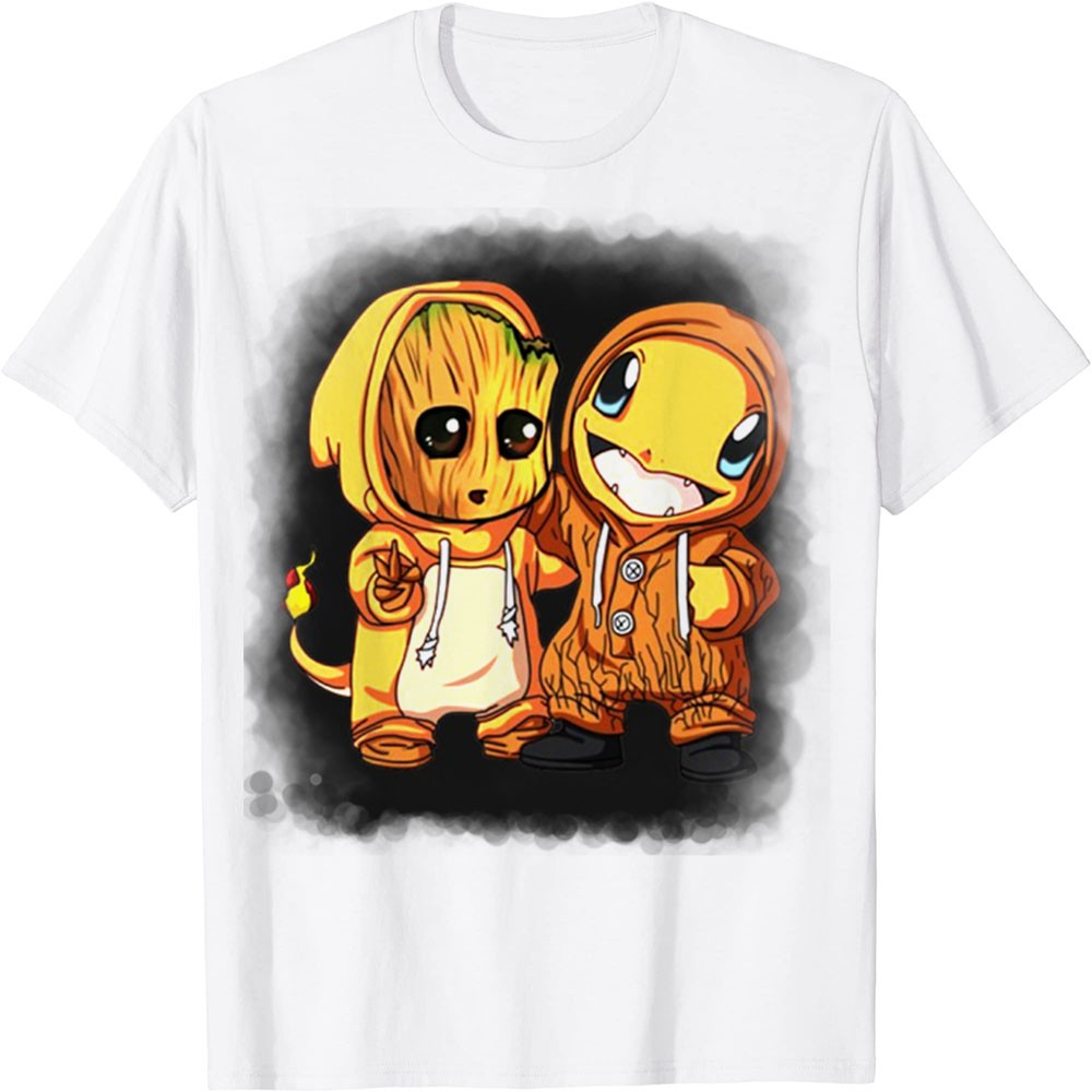 Áo Thun In Hình - Groot và Charmander Groot - TH3707