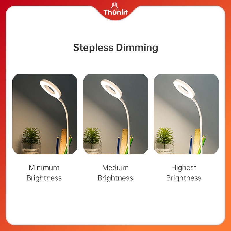 Đèn học Thunlit có giá đựng bút có thể sạc lại bằng USB 1250mah với 3 nấc độ nhiệt độ màu dành cho trẻ em