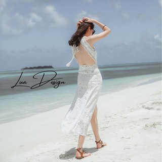 Đầm maxi ren đuôi cá hở lưng LUA DESIGN M30002