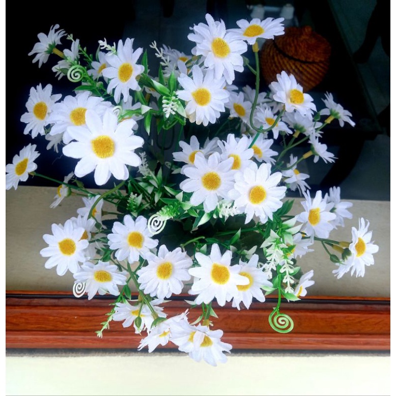 Hoa giả trang trí hoa giả decor cúc họa mi cụm lớn trang trí nhà cửa