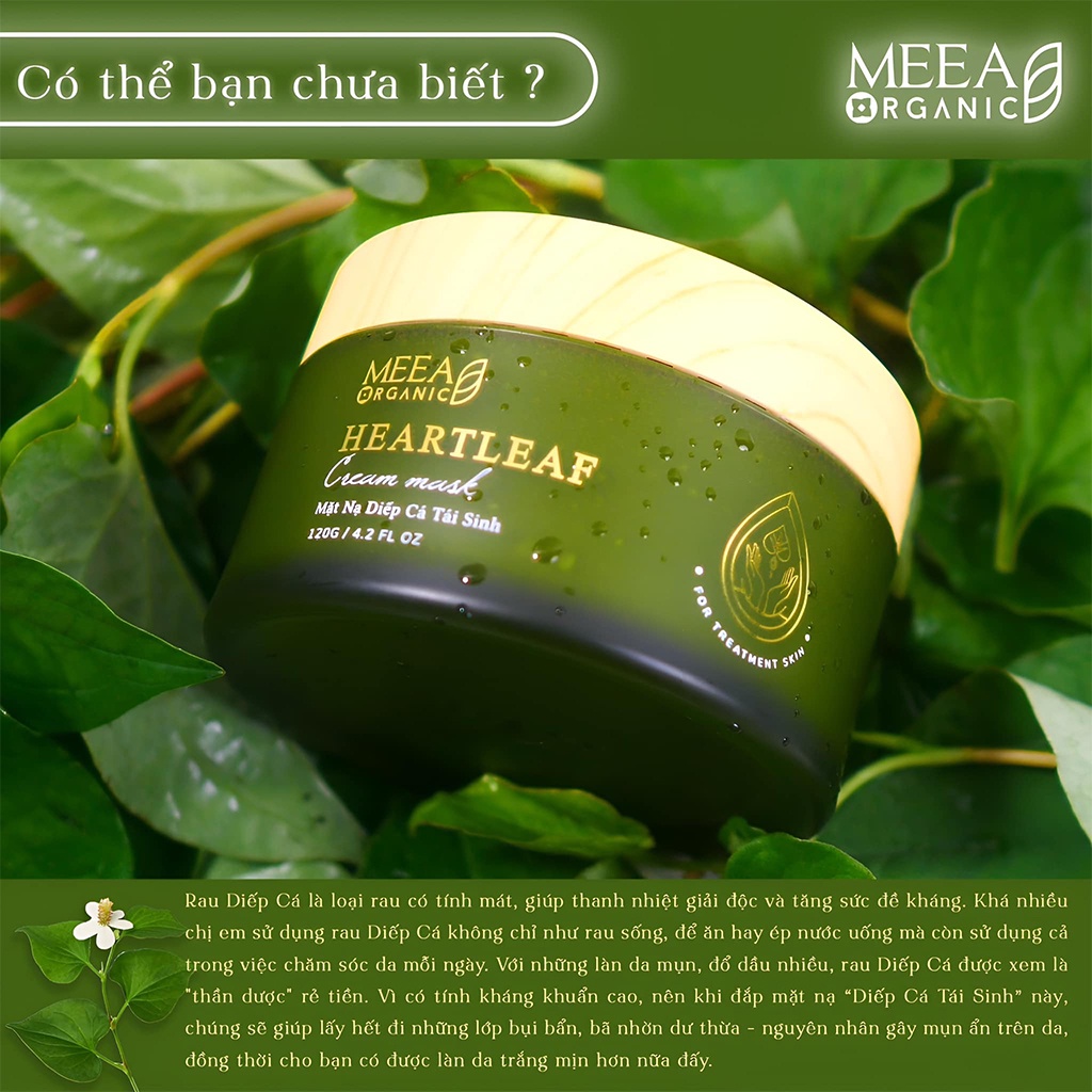 Mặt nạ diếp cá thảo mộc Meea giảm mụn trắng da làm mờ vết thâm tổn thương do mụn 120G - Beauty at home