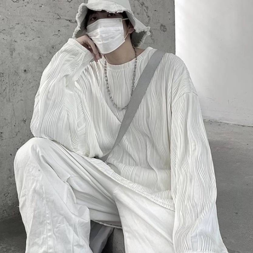 Áo thun  tay dài nữ cổ tròn dáng rộng màu sắc đơn giản phong cách Hàn Quốc cho nam áo thun cổ tròn 2022 thời trang bigsize áo kiểu tay dài