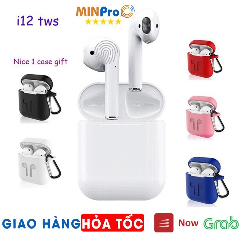 Tai nghe bluetooth i12 TWS, tai nghe iphone không dây, chơi game, giá rẻ MINPRO