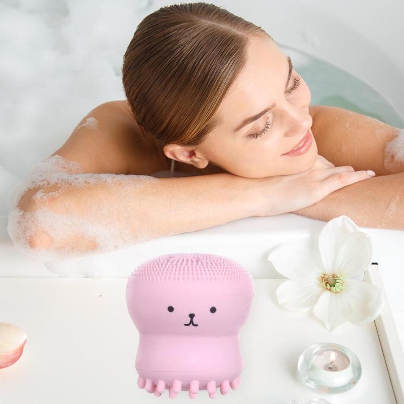 [Hàng mới về] Cọ rửa mặt tạo bọt bằng silicon hình bạch tuộc không gây kích ứng da tiện lợi