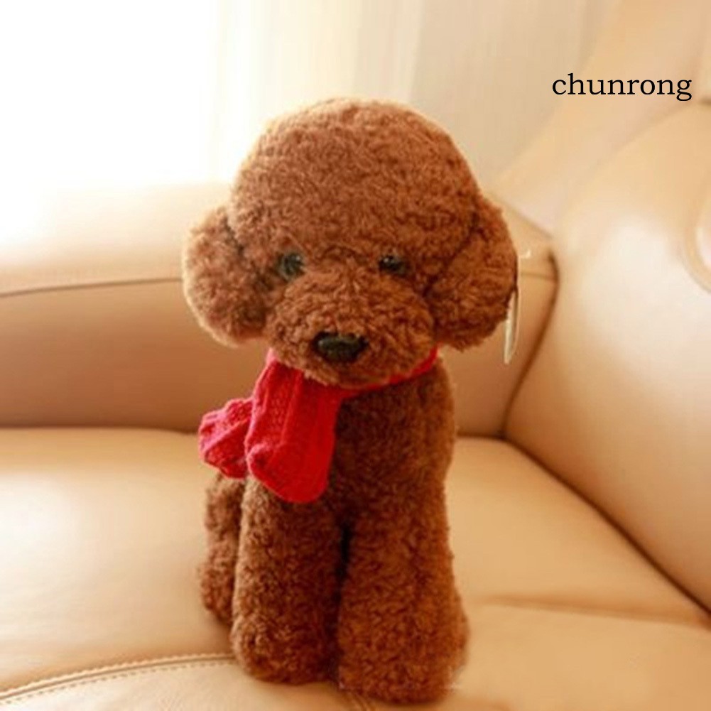 CR+Cute Standing Poodle Dog Wear Scarf Soft Plush Stuffed Doll Kids Toy Home Decor