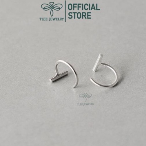 Khuyên tai bạc nữ TLEE móc thanh bạc cá tính TleeJewelry B0276