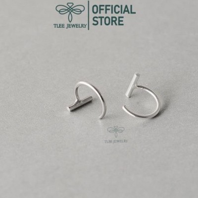 Khuyên tai bạc nữ TLEE móc thanh bạc cá tính TLEE JEWELRY B0276