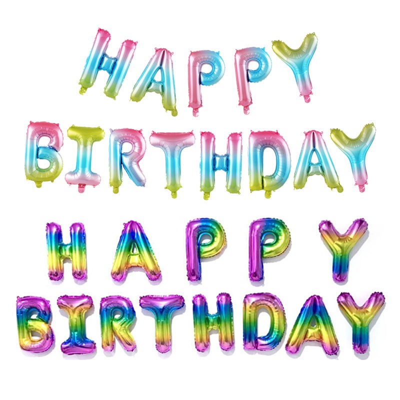 Bong bóng lá nhôm 16 inch hình chữ happy birthday trang trí tiệc sinh nhật cho trẻ em