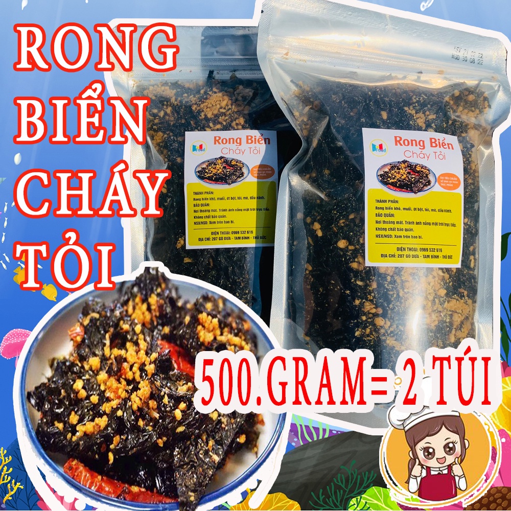 500Gram Rong biển cháy tỏi - Rong biển sấy ăn liền - Giòn Thơm Đặc biệt