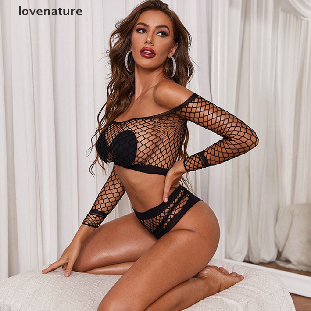 (lovenature) Women Sexy Hollow Out Upper and Lower Two-Piece Net Suit Sexy Exotic Costume vn | BigBuy360 - bigbuy360.vn