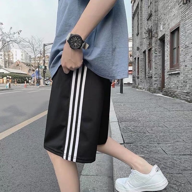 [Mã FASHIONT4MA2 giảm 10K đơn 50K] Quần short thun nỉ cotton 3 sọc line nam 40kg - 85kg