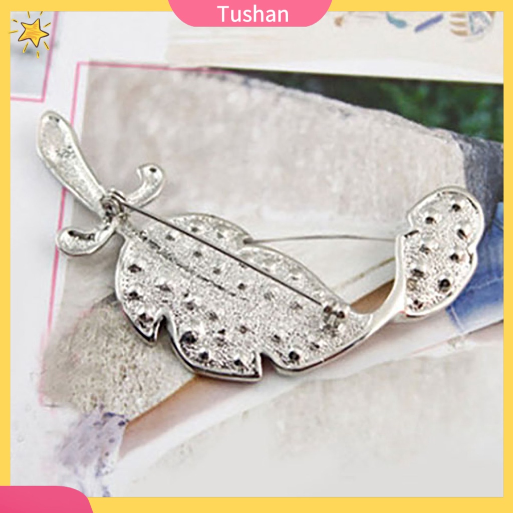 Trâm Cài Hình Chiếc Lá Bằng Bạc Đính Đá Thời Trang