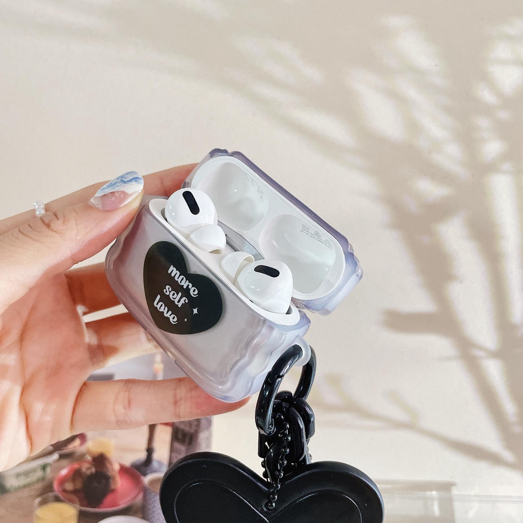 Vỏ Bảo Vệ Hộp Sạc Tai Nghe Bluetooth AirPods Pro 1 / 2 3 2021 gen3 imd Bằng Silicon tpu Mềm Chống Rơi Hình Trái Tim Màu Xám