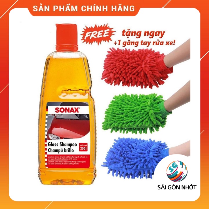 [TẶNG GĂNG TAY RỬA XE] Nước rửa xe đậm đặc Sonax Gloss Shampoo 1L - sạch sáng bóng, CHÍNH HÃNG