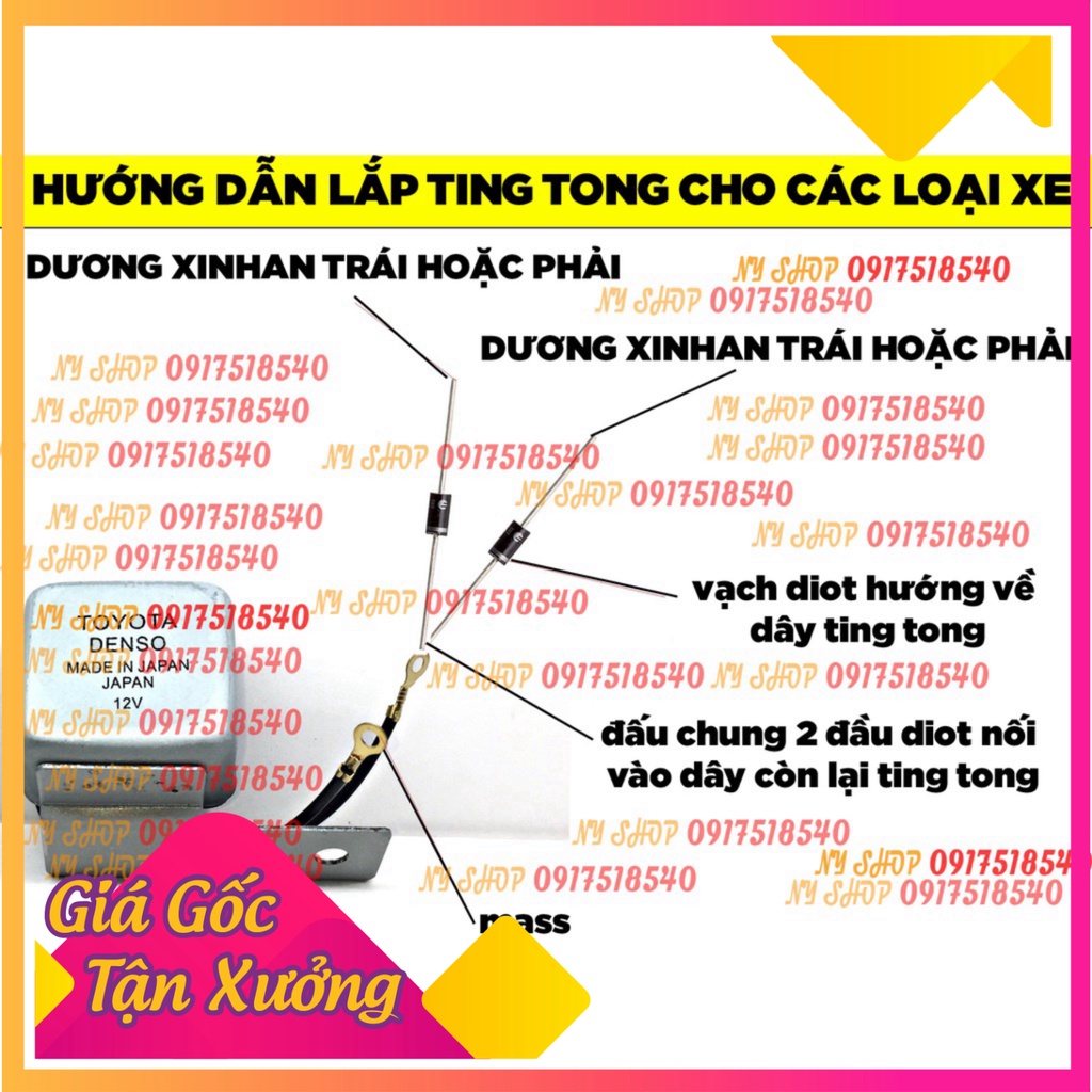 ✅Cục kêu Xi Nhan Ting Tong DENSO TOYOTA - tặng 2 diot (Ảnh Sp thật)